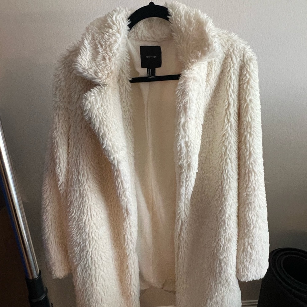 Forever 21 Cream Teddy Jacket